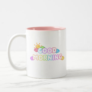 Tasse 2 Couleurs Kawaii Bonjour Soleil et Nuages Arc-en-Ciel