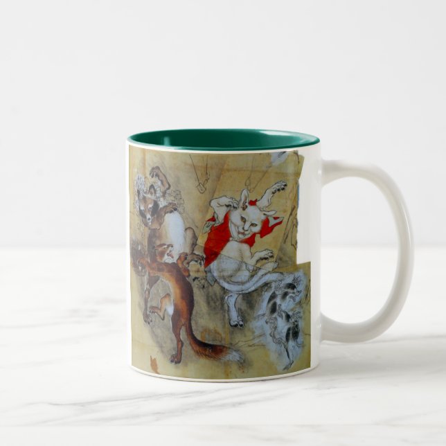 Tasse 2 Couleurs kawanabe kyosai, Tanuki and monster cat (Droit)