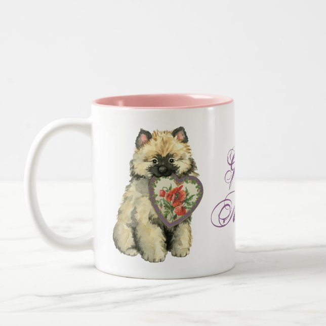Tasse 2 Couleurs Keeshond Heart Mom (Gauche)