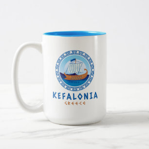 Tasse 2 Couleurs Kefalonia, Grèce Conception de navire grec