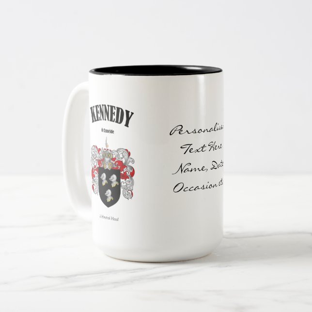 Tasse 2 Couleurs Kennedy Family Crest, Traduction & Signification (Devant gauche)