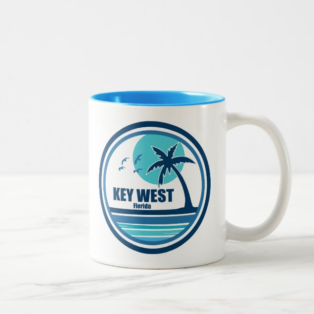 Tasse 2 Couleurs Key West Florida Palm Tree Birds (Droit)