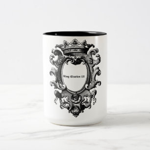 Tasse 2 Couleurs King Charles 111 Couronne Vintage Noir/Blanc
