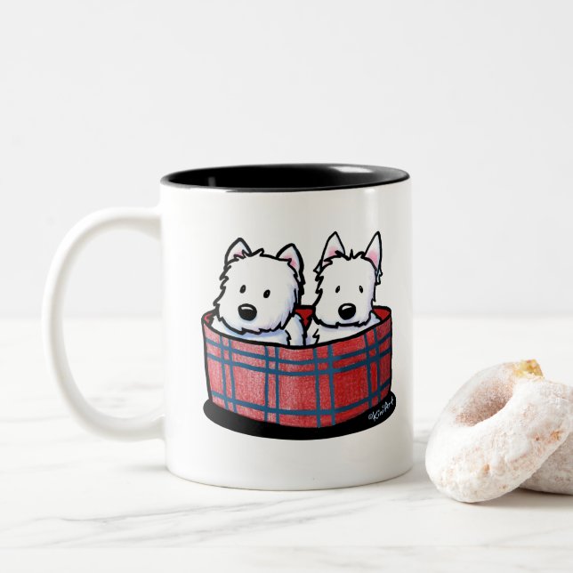 Tasse 2 Couleurs KiniArt Westie Besties (Avec donut)