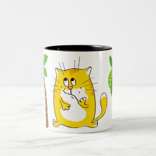 Tasse 2 Couleurs Kitty jaune mignon entre les palmiers