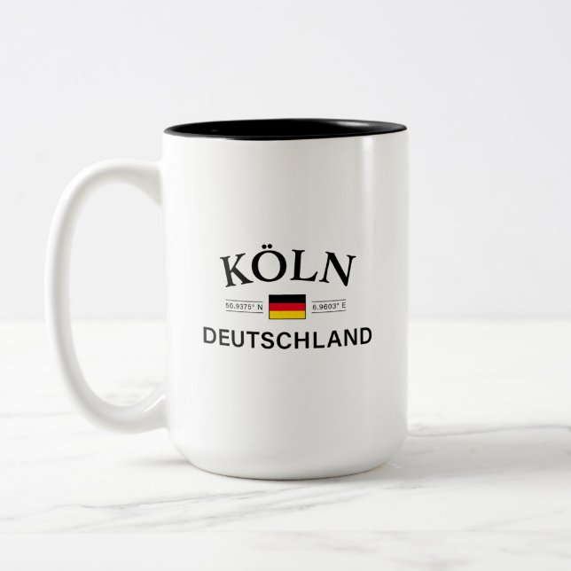 Tasse 2 Couleurs Koln (Cologne) Deutschland coordonne allemand (Gauche)