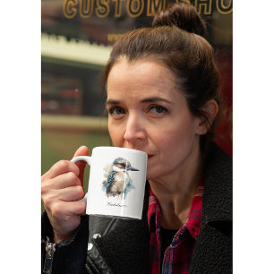 Tasse 2 Couleurs Kookaburra mignon sur une branche, personnalisable