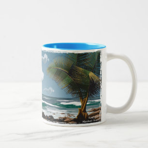 Tasse 2 Couleurs Kwajalein, paume des Marshall Islands et plage