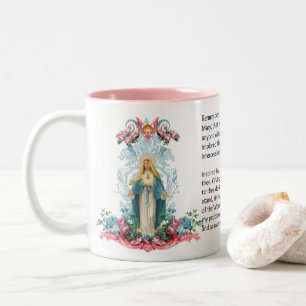 Tasse 2 Couleurs La Bienheureuse Vierge Marie Flowers Mémorare Pri
