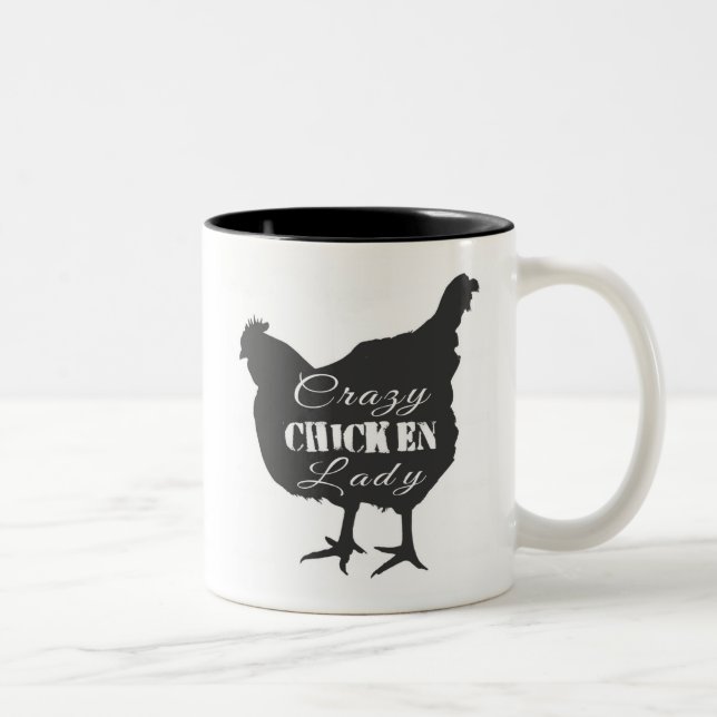 Tasse 2 Couleurs La dame folle du poulet (Droit)