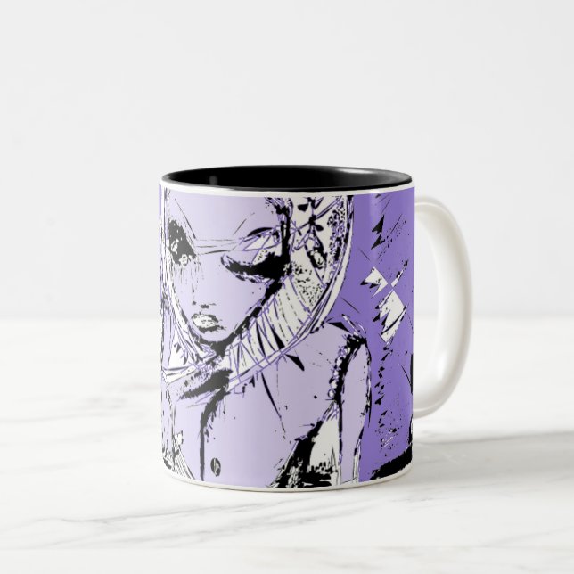 Tasse 2 Couleurs la fille qui regarde (Devant droit)