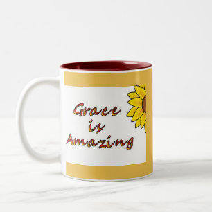 Tasse 2 Couleurs La grâce est extraordinaire - tournesol