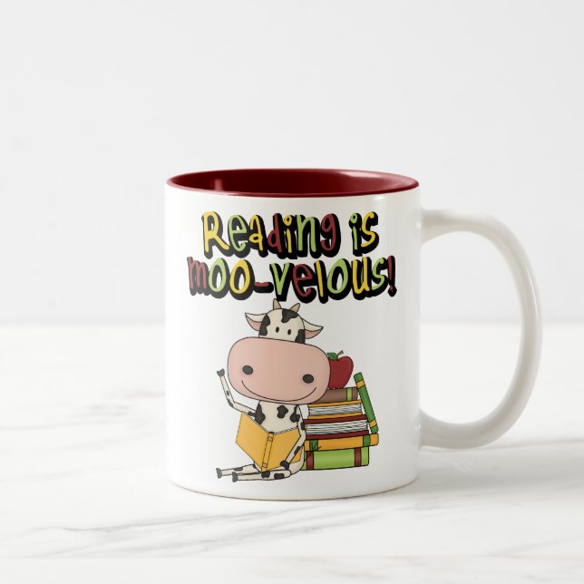 Tasse 2 Couleurs La lecture est Moo-velous (Droit)