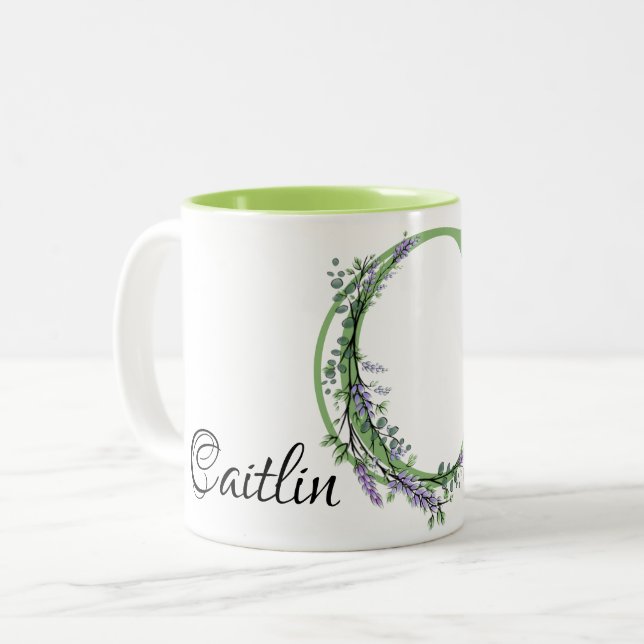Tasse 2 Couleurs La lettre C Lavender Eucalyptus monogrammed (Devant gauche)