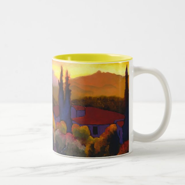 Tasse 2 Couleurs La maison s'inquiète le coucher du soleil (Droit)