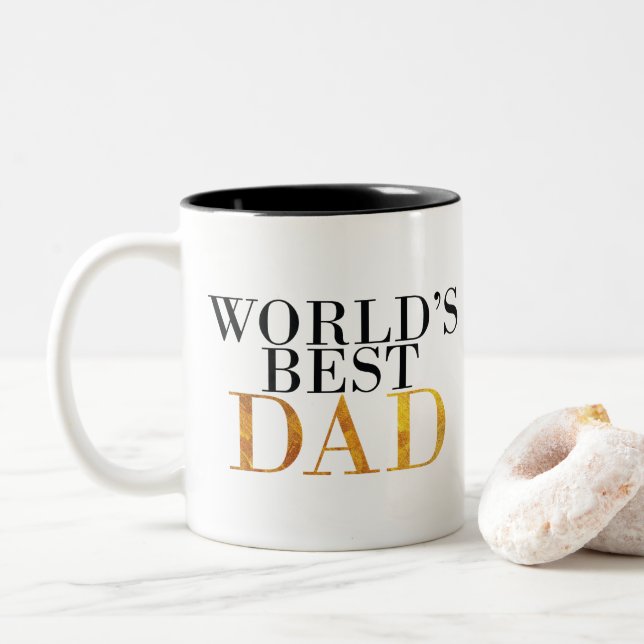 Tasse 2 Couleurs La meilleure conception du papa du monde (or) pour (Avec donut)