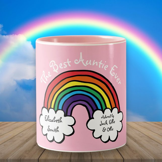Tasse 2 Couleurs La meilleure tante jamais Rainbow rose (The Best Auntie Ever Rainbow Pink Two-Tone Coffee Mug)
