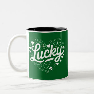 Tasse 2 Couleurs La Saint-Patrick Cœur Trèfle Chanceux Trèfle
