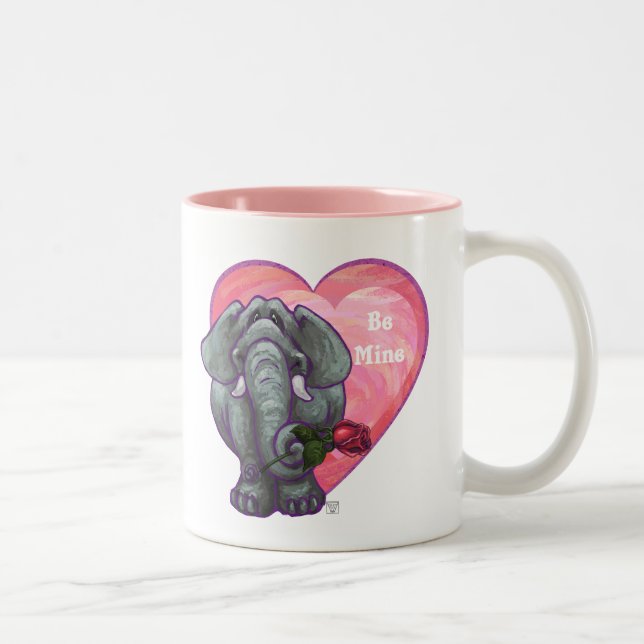 Tasse 2 Couleurs La Saint-Valentin des éléphants (Droit)