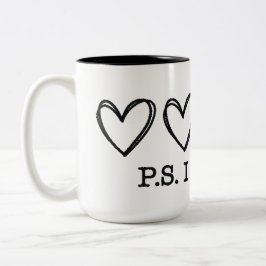 Tasse 2 Couleurs La Saint-Valentin PS Je t'aime Cœur Violet