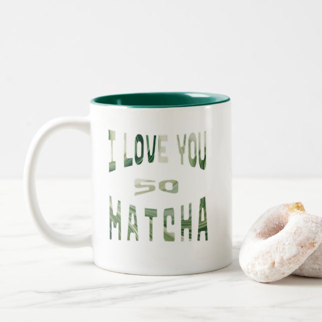 Tasse 2 Couleurs La Typographie de Matcha (Avec donut)