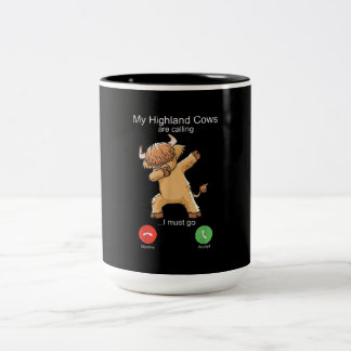 Tasse 2 Couleurs La vache écossaise des Highlands appelle