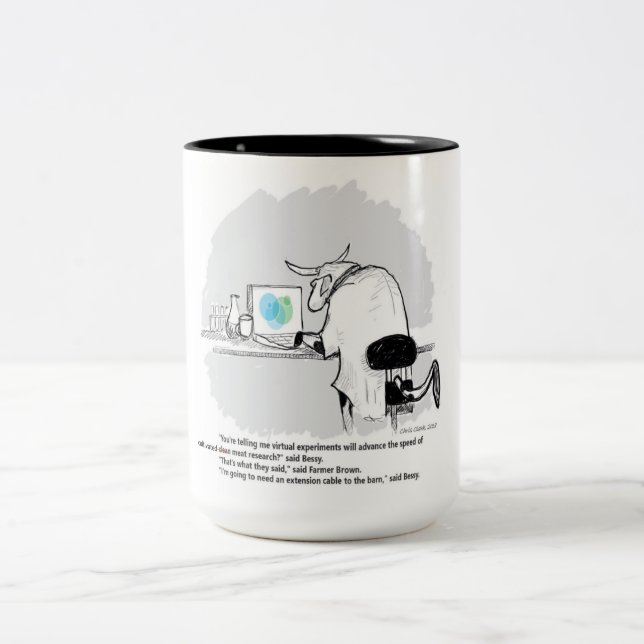 Tasse 2 Couleurs La vache scientifique sauve l'humanité (Centre)