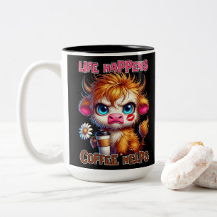 Tasse 2 Couleurs La vie arrive, le café aide