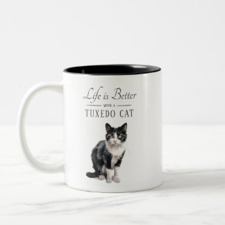 Tasse 2 Couleurs La vie est meilleur Tuxedo Chat