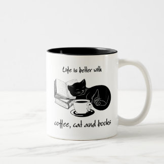 TASSE 2 COULEURS LA VIE EST MEILLEURE AVEC CAFÉ À CAFÉ ET LIVRES