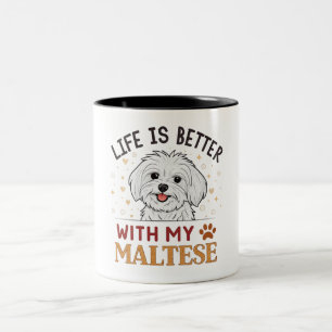 Tasse 2 Couleurs La Vie Est Meilleure Avec Mon Maltais, Amoureux de