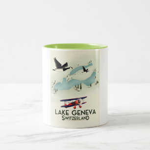 Tasse 2 Couleurs lac geneva suisse Avis de voyage