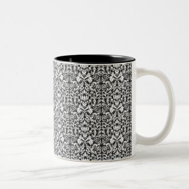 Tasse 2 Couleurs Lace noir blanc Damas Brocade (Droit)
