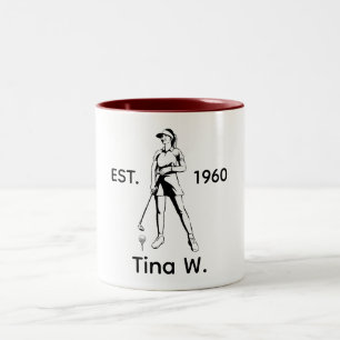 Tasse 2 Couleurs Lady Golfer Nom et année personnalisés