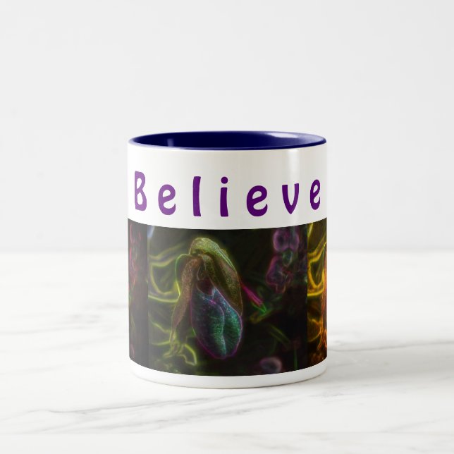 Tasse 2 Couleurs Lady Slipper Flower Croire Inspirationnel (Centre)