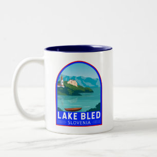 Tasse 2 Couleurs Lake Bled Slovénie Travel Retro Art Vintage
