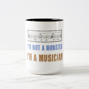 Tasse 2 Couleurs L'alphabétisation musicale compte, j'aime manger d