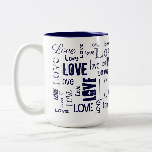 Tasse 2 Couleurs L'AMOUR Bleu ! Typographie (Gauche)