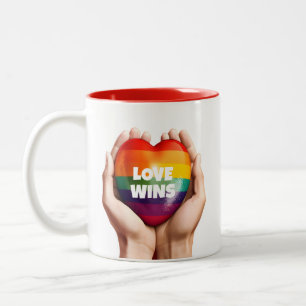Tasse 2 Couleurs L'amour gagne le Gay pride LGBT