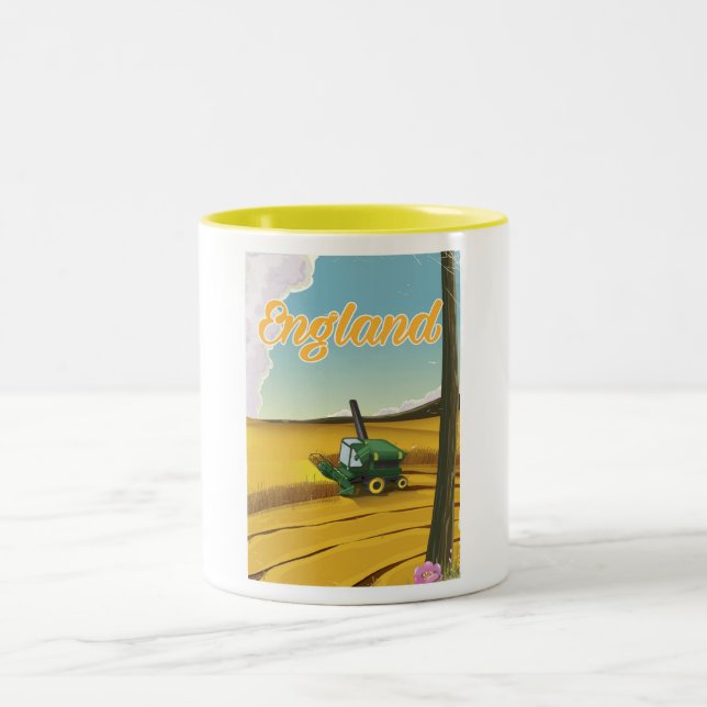 Tasse 2 Couleurs L'Angleterre combine moissonneuse affiche de voyag (Centre)