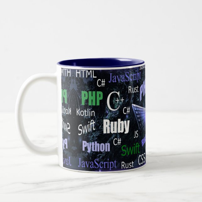 Tasse 2 Couleurs Langues de programmation Motif bleu (Gauche)