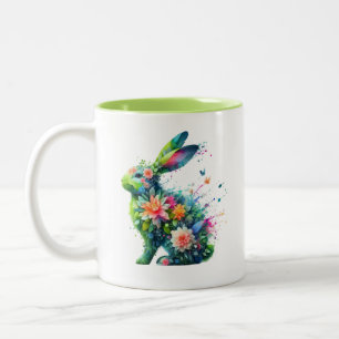 Tasse 2 Couleurs Lapin de lapin de puissance de fleurs