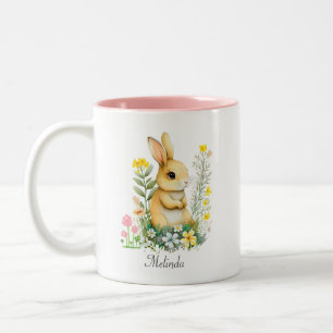 Tasse 2 Couleurs Lapin de Pâques mignon & Cœur Personnalisé