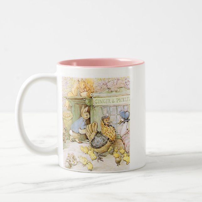 Tasse 2 Couleurs Lapin et volaille adorables (Gauche)