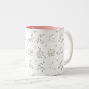 Tasse 2 Couleurs Lapins de toile vert sauge