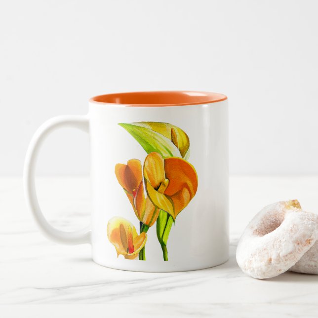 Tasse 2 Couleurs L'aquarelle calle (Avec donut)