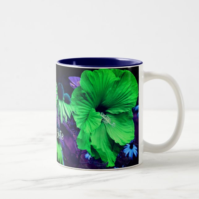 Tasse 2 Couleurs L'art des fleurs d'Hibiscus vert personnalisé (Droit)