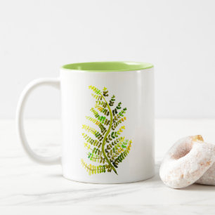 Tasse 2 Couleurs L'art plante de la feuille de fougère verte