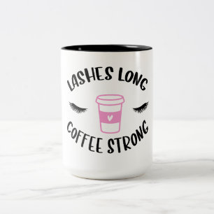 Tasse 2 Couleurs Lashes long café fort drôle rose