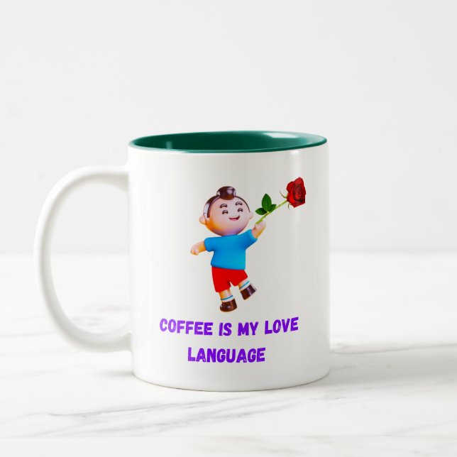 Tasse 2 Couleurs Le Café Est Ma Langue D'Amour (Gauche)